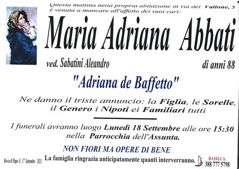 morti oggi arcene|MARIA ABBATI